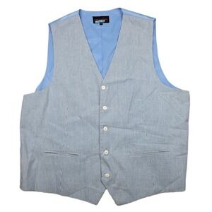 Linea Uomo Seersucker Vest Mens 2XL Blue White Cotton Blend Pinstripe Suit Vest